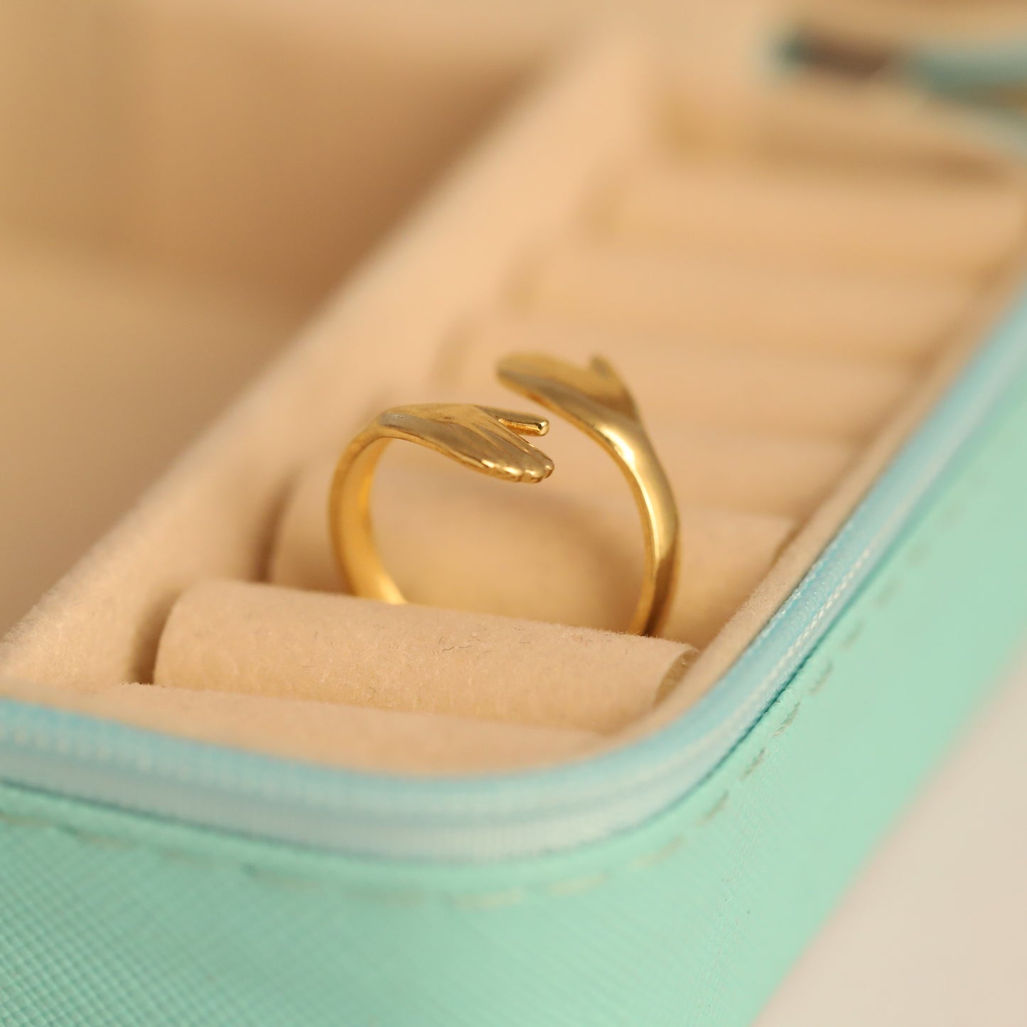 22K Gold Plated Embracing Hands Ring