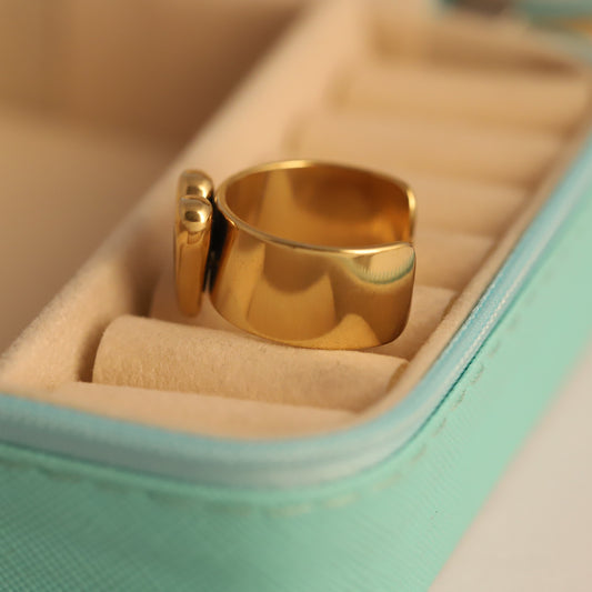 Chunky Gold Heart Ring - Adjustable Love Symbol Jewelry