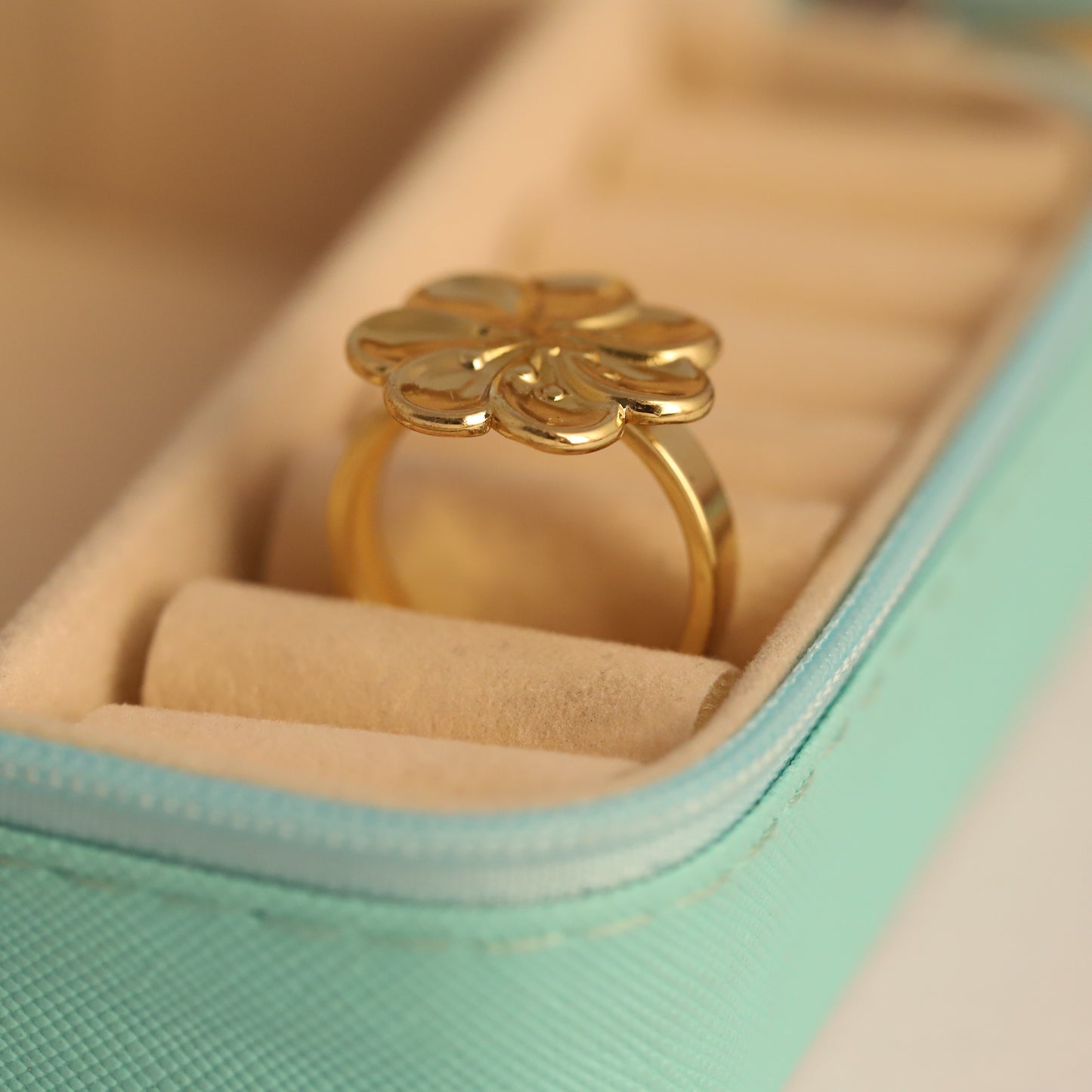 Bold Gold Petal Ring - Statement Floral Adjustable Jewelry