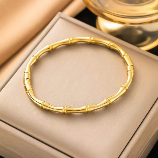 Golden Bamboo Stainless Steel Bracelet