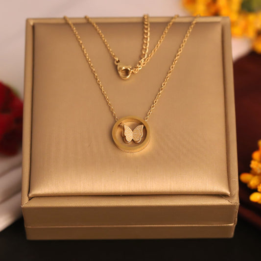 Butterfly Round Chain Pendant