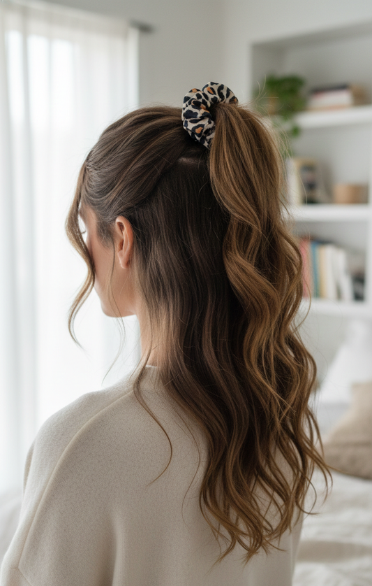 Cheetah Print Fabric Scrunchie | Oversized Soft Hair Accessory for Women & Girls