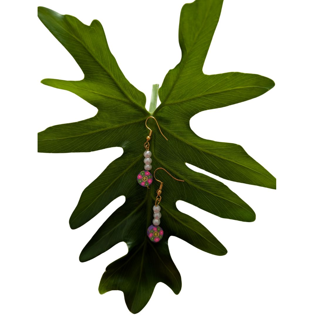 Blue Smiley Drop Earrings