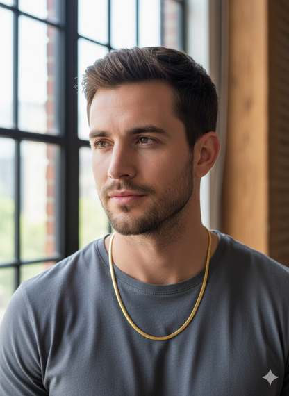 Luxury Men's Gold Herringbone Chain Necklace