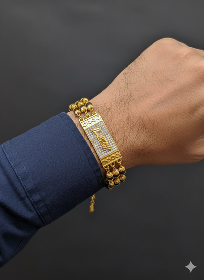 Luxury Gold Plated Diamond-Accented Cuff Bracelet for Men