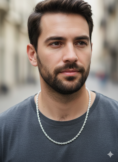 Men's Silver-Tone Classic Rope Chain Necklace