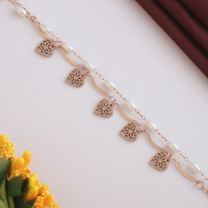 Heart & Pearl Chain Bracelet