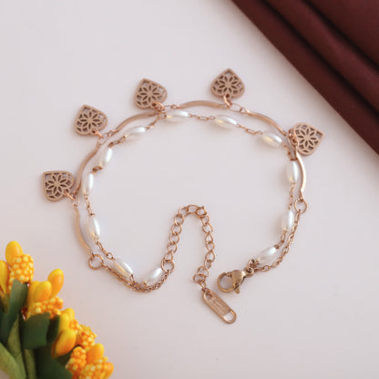 Heart & Pearl Chain Bracelet