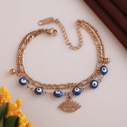 Gold Evil Eye Layered Bracelet
