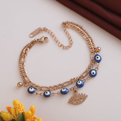 Gold Evil Eye Layered Bracelet