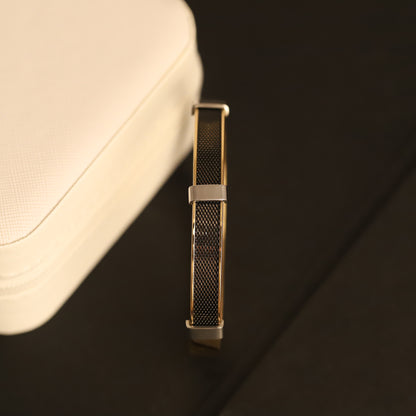 Men's Gold & Black Mesh Bracelet | Two-Tone Stainless Steel Jewelry