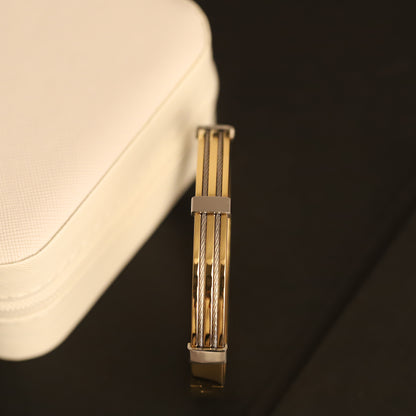 Men's Gold & Silver Cable Bracelet | Two-Tone Stainless Steel Bangle