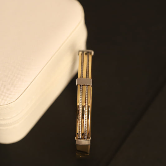 Men's Gold & Silver Cable Bracelet | Two-Tone Stainless Steel Bangle