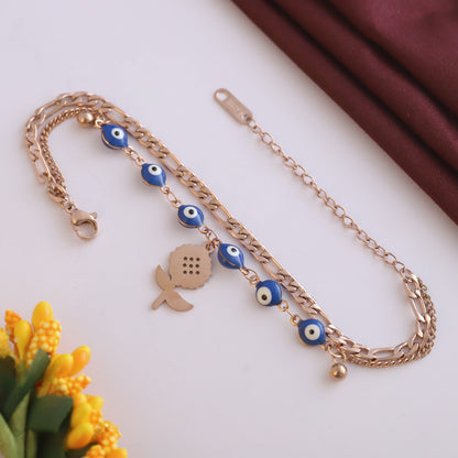 18K Rose Gold Plated Chain Bracelet | Anti-Tarnish Stainless Steel Flower Charms