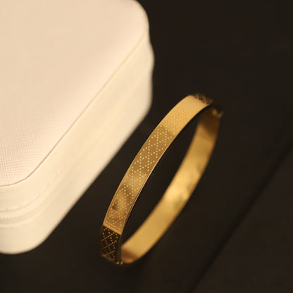 Elegant Men's Gold Bangle | Dotted Texture Solid Design