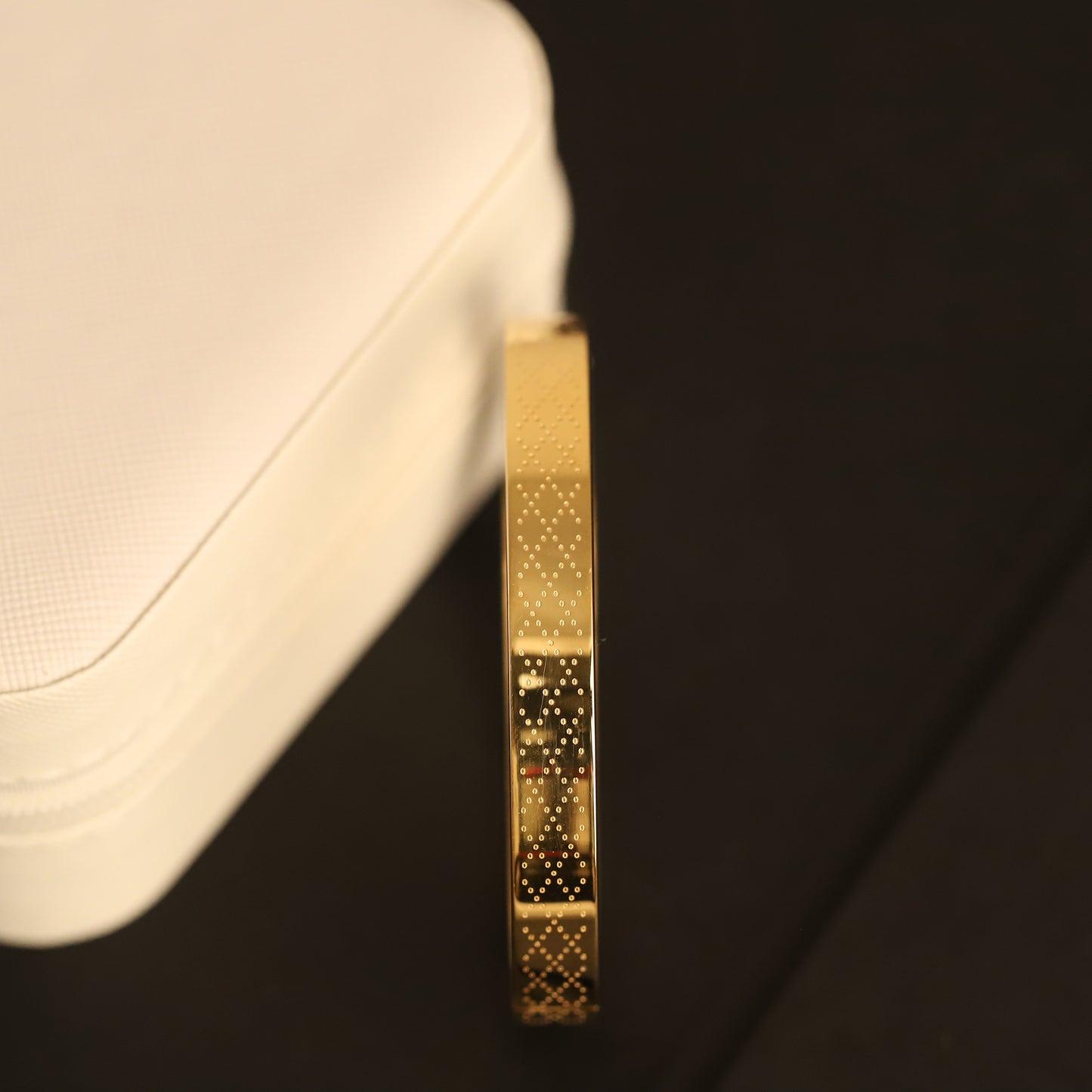 Elegant Men's Gold Bangle | Dotted Texture Solid Design