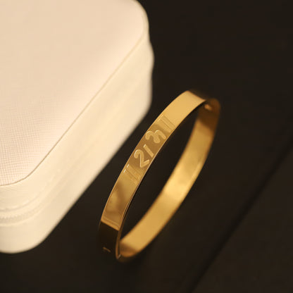 Engraved Ram Name Gold Bangle for Men | Simple Religious Bracelet