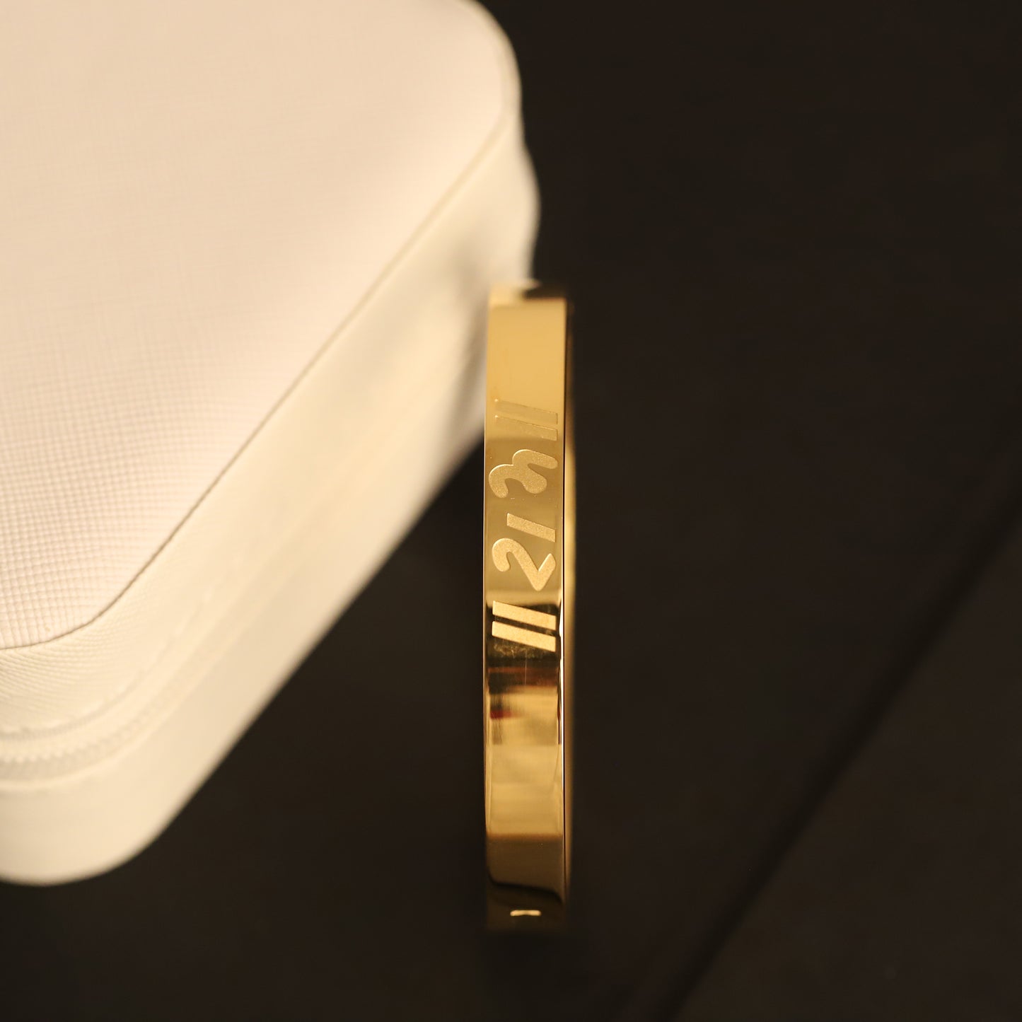 Engraved Ram Name Gold Bangle for Men | Simple Religious Bracelet