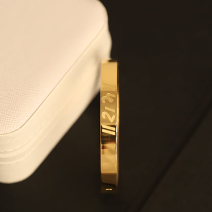 Engraved Ram Name Gold Bangle for Men | Simple Religious Bracelet