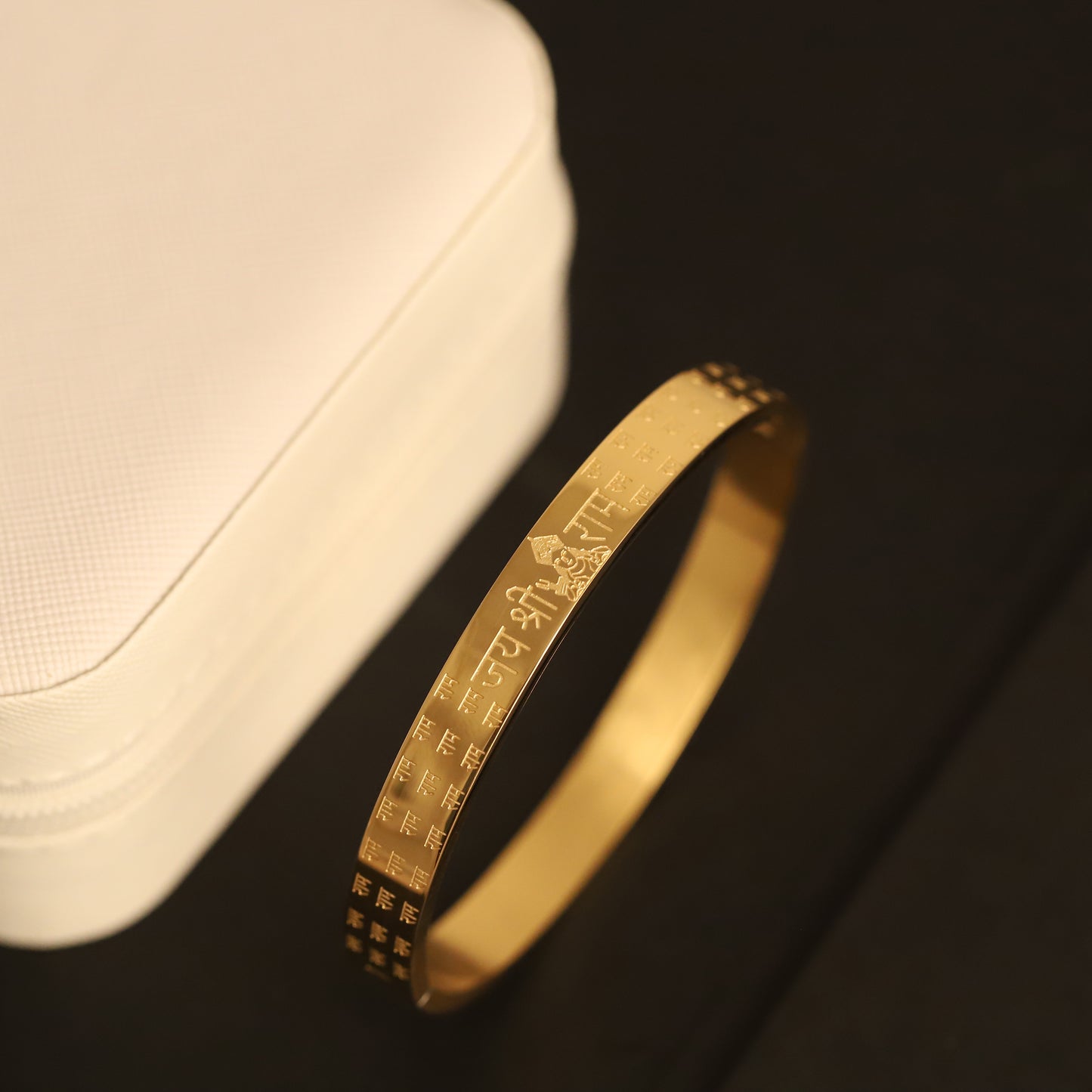 Jai Shree Ram Gold Bangle for Men | Religious Hindu Bracelet Engraved