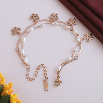 Butterfly & Pearl Chain Bracelet