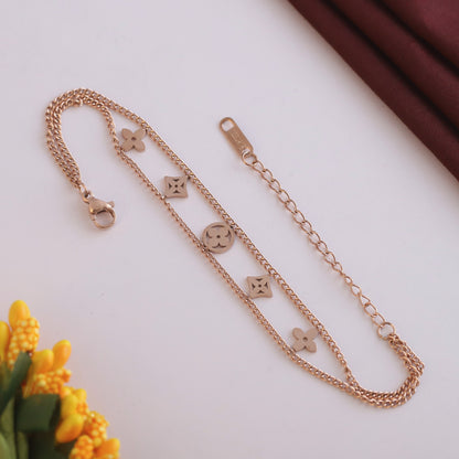 Anti-Tarnish 18K Rose Gold Plated Evil Eye Bracelet | Adjustable Stainless Steel Chain