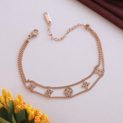 Anti-Tarnish 18K Rose Gold Plated Evil Eye Bracelet | Adjustable Stainless Steel Chain