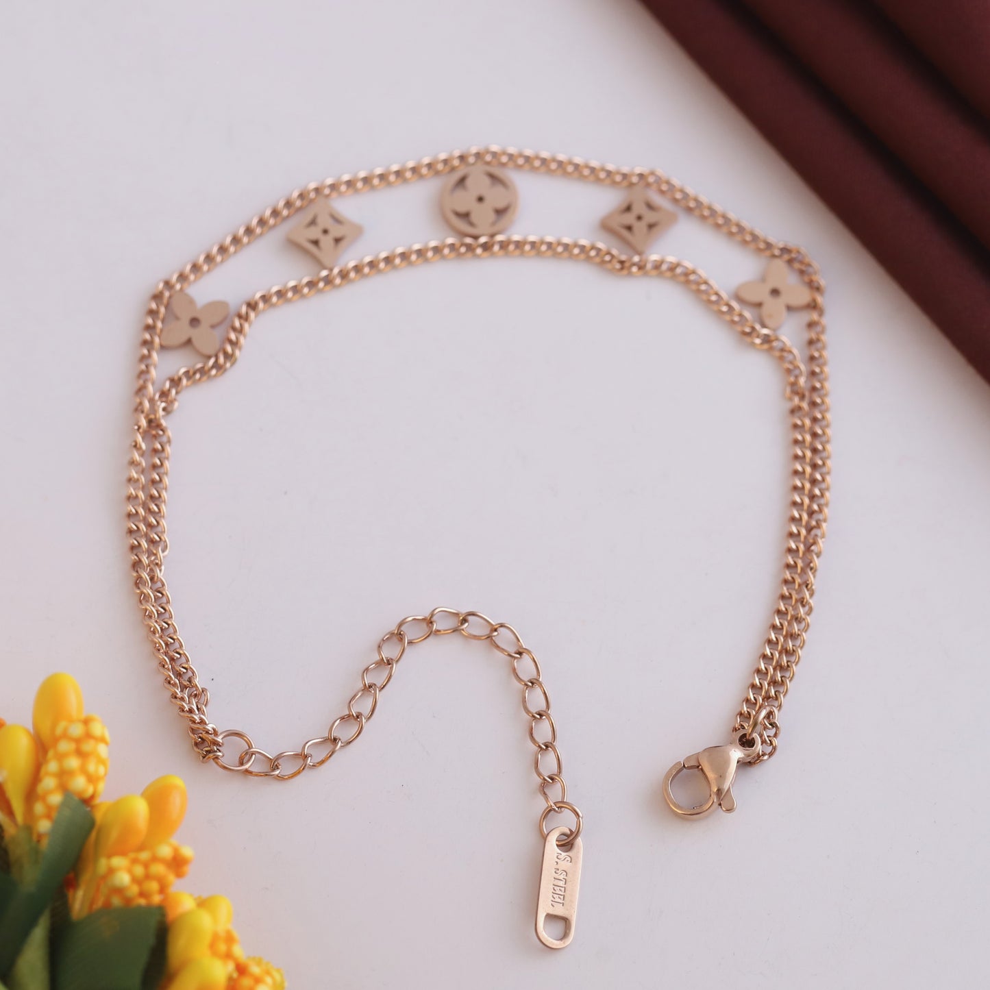 Anti-Tarnish 18K Rose Gold Plated Evil Eye Bracelet | Adjustable Stainless Steel Chain