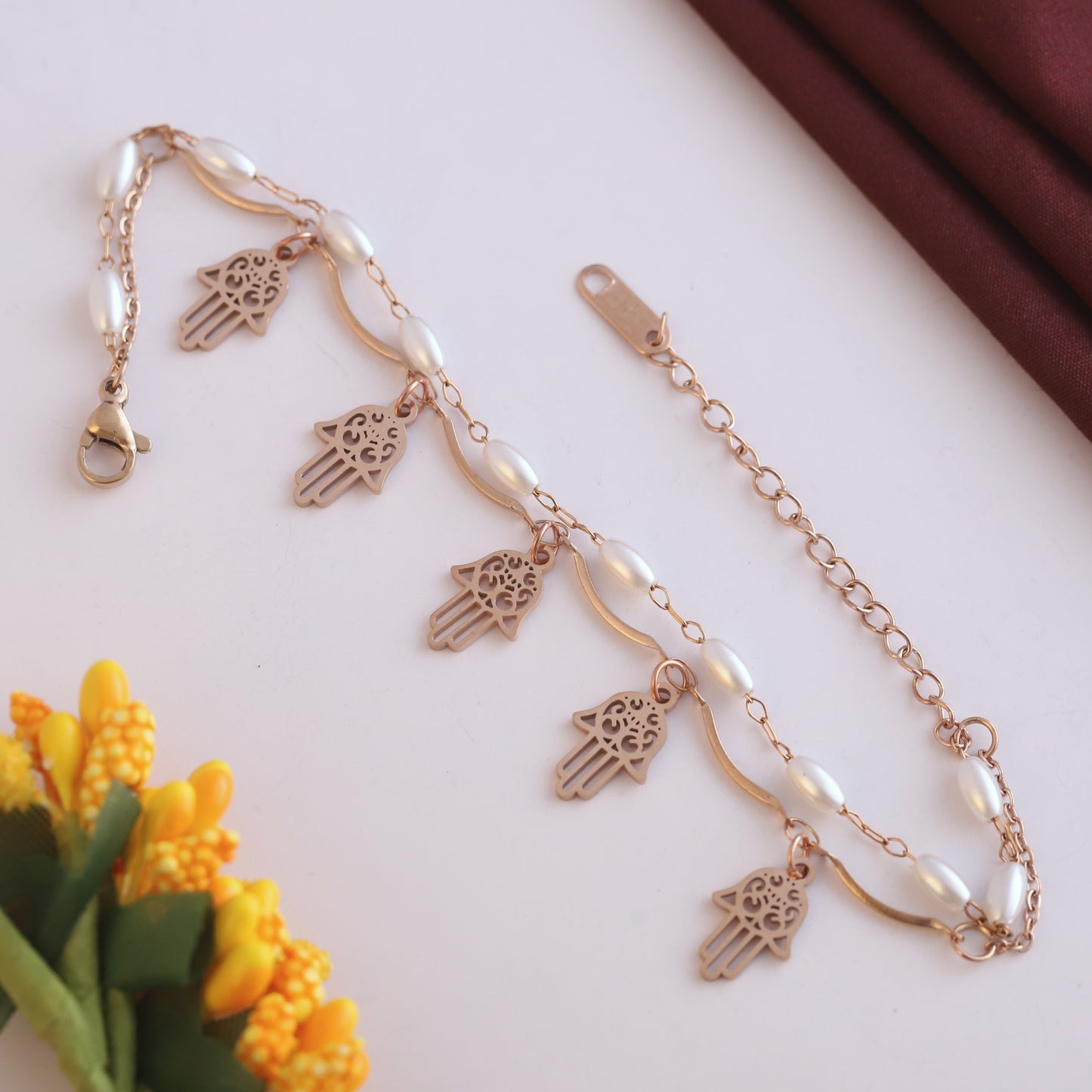 Evil Eye & Pearl Chain Bracelet