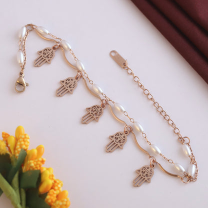 Evil Eye & Pearl Chain Bracelet