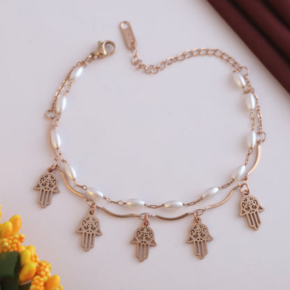 Evil Eye & Pearl Chain Bracelet