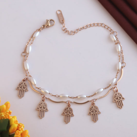 Evil Eye & Pearl Chain Bracelet