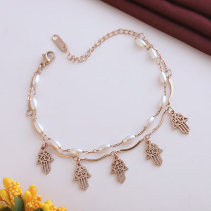 Evil Eye & Pearl Chain Bracelet