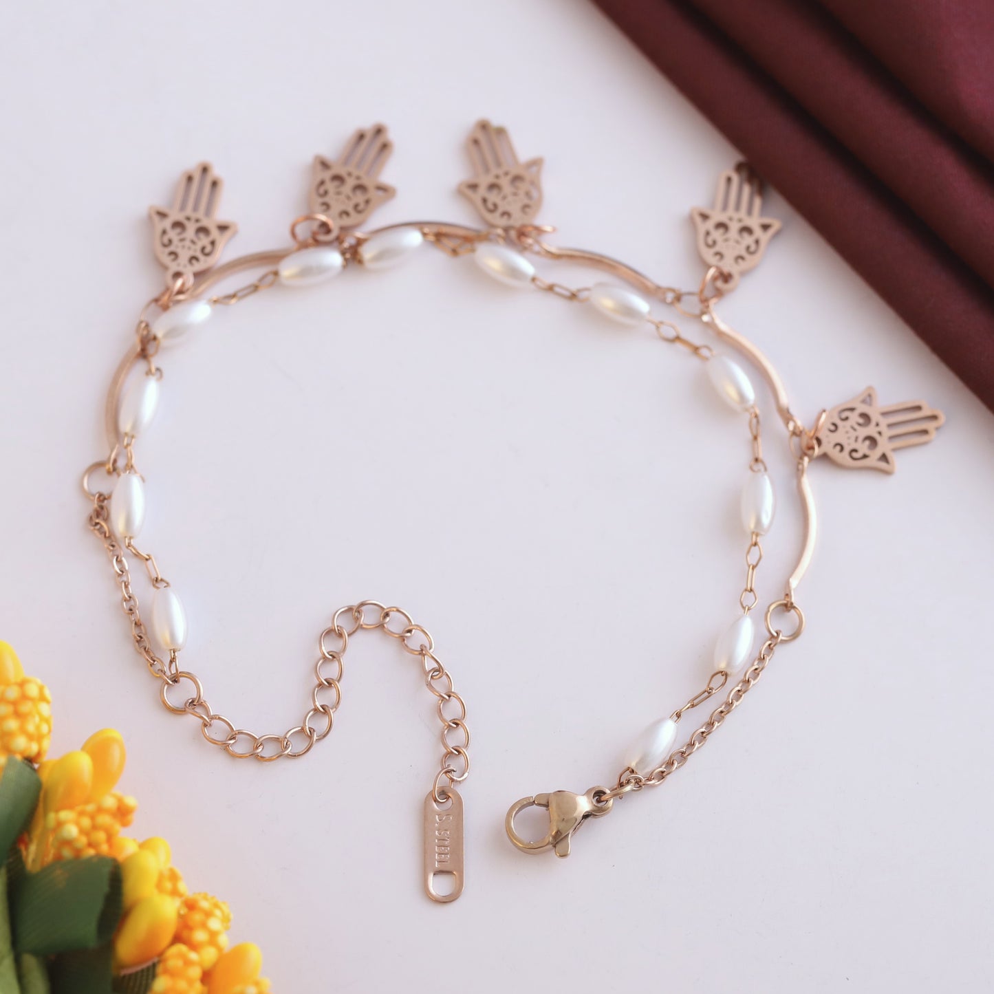 Evil Eye & Pearl Chain Bracelet
