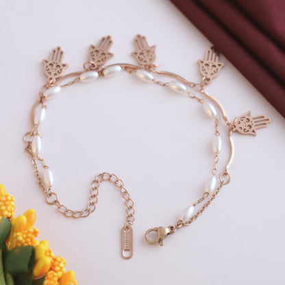 Evil Eye & Pearl Chain Bracelet