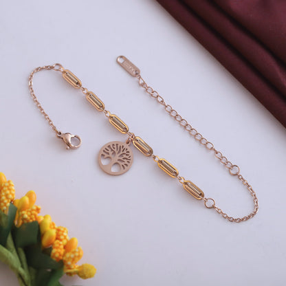 Anti-tarnish 18k rose gold-plated stainless steel chain bracelet