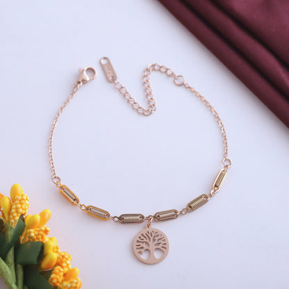 Anti-tarnish 18k rose gold-plated stainless steel chain bracelet