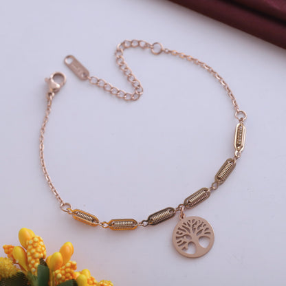 Anti-tarnish 18k rose gold-plated stainless steel chain bracelet