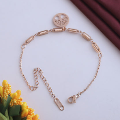 Anti-tarnish 18k rose gold-plated stainless steel chain bracelet