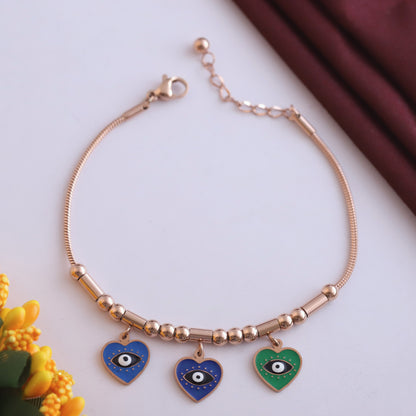 18K Rose Gold Plated Stainless Steel Evil Eye Bracelet