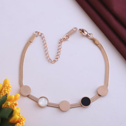 Anti-Tarnish 18K Rose Gold Plated Stainless Steel Snake Chain Bracelet