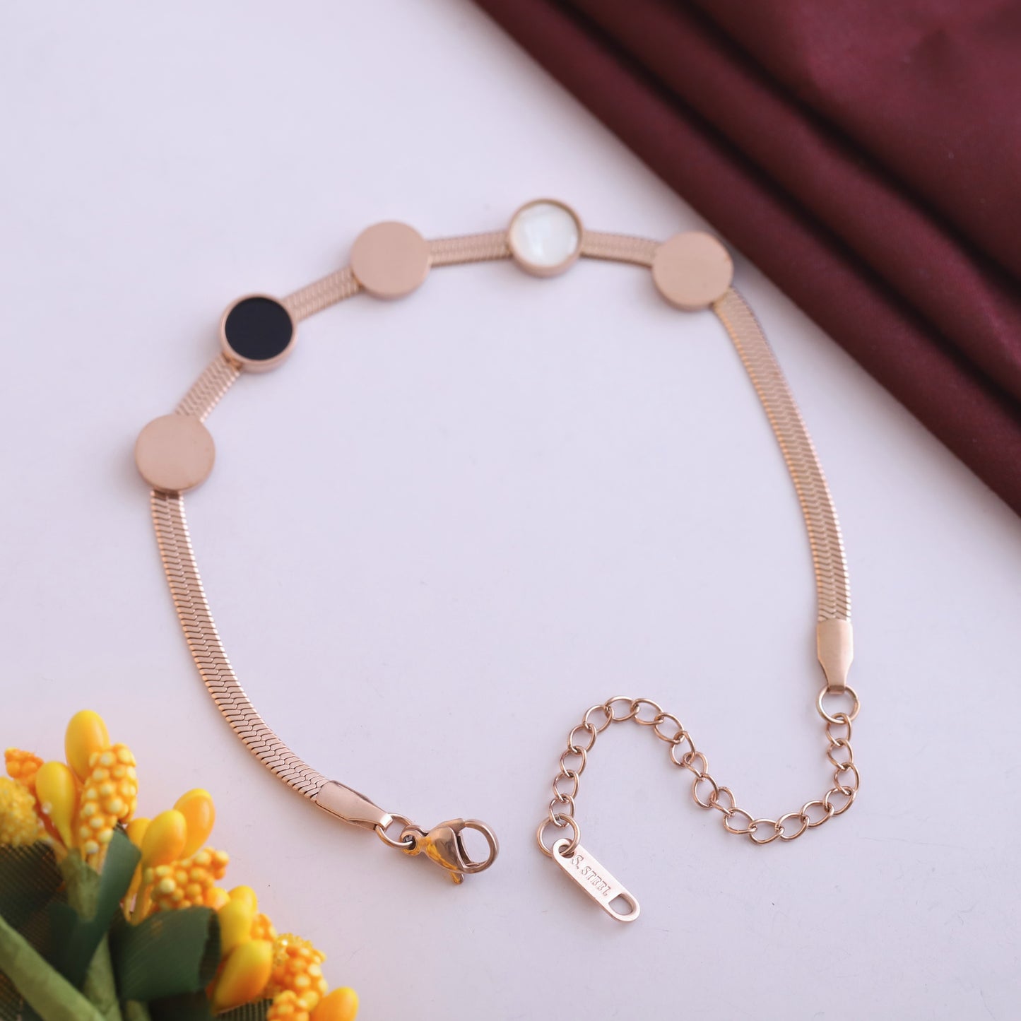 Anti-Tarnish 18K Rose Gold Plated Stainless Steel Snake Chain Bracelet