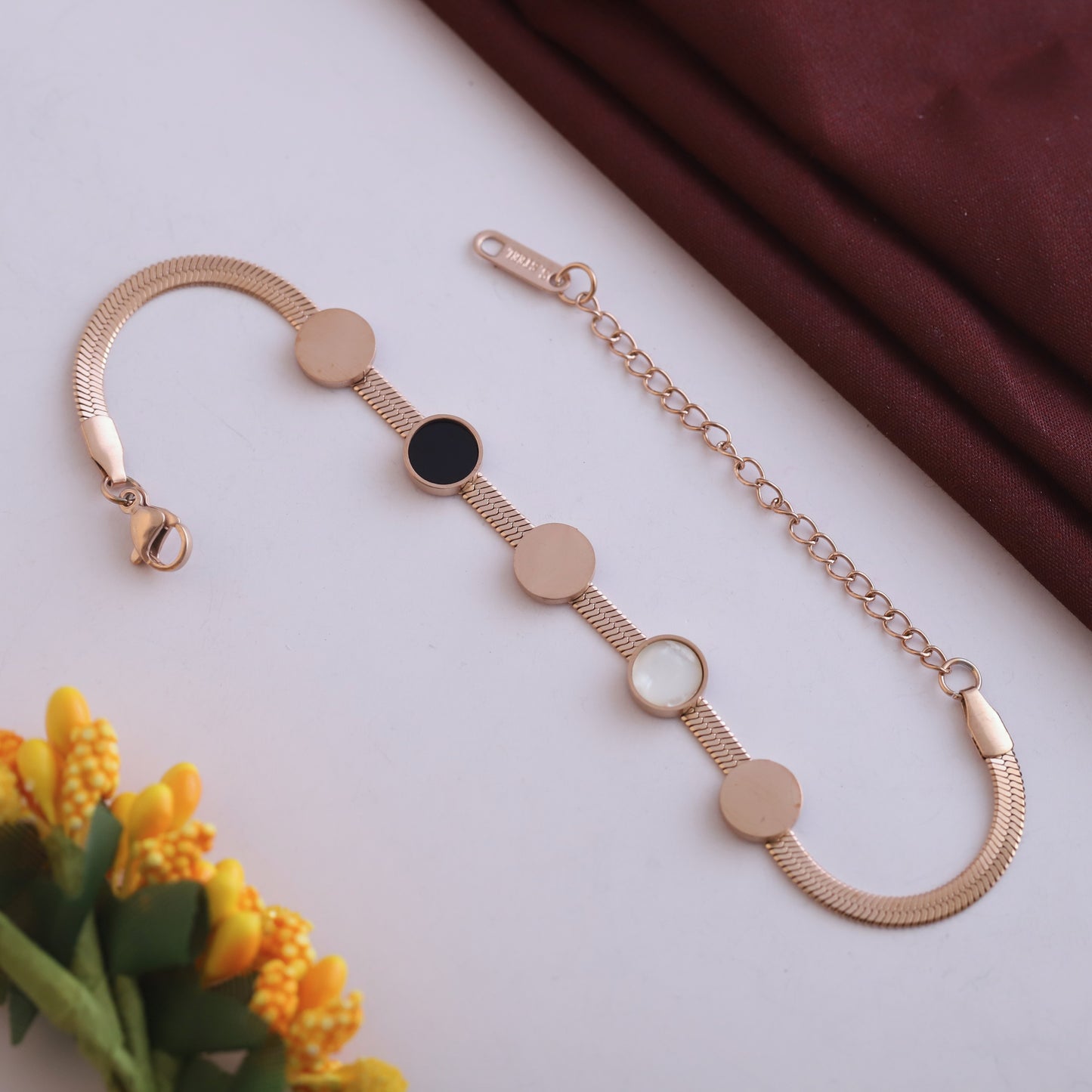 Anti-Tarnish 18K Rose Gold Plated Stainless Steel Snake Chain Bracelet