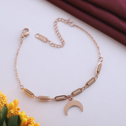 Adjustable Rose Gold Dainty Charm Bracelet | Waterproof & Skin-Friendly