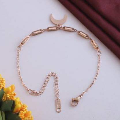 Adjustable Rose Gold Dainty Charm Bracelet | Waterproof & Skin-Friendly