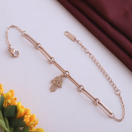 18K Rose Gold Plated Evil Eye Bracelet | Anti-Tarnish Stainless Steel Chain
