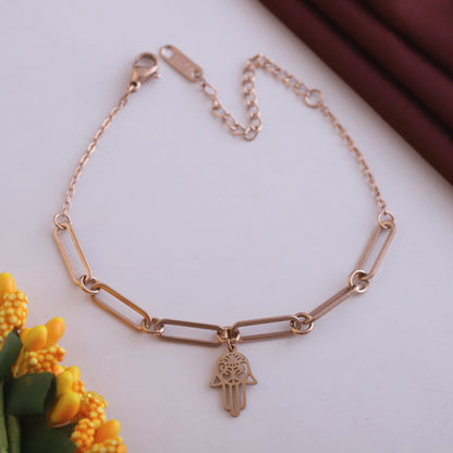 18K Rose Gold Plated Evil Eye Bracelet | Anti-Tarnish Stainless Steel Chain