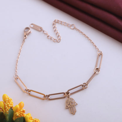 18K Rose Gold Plated Evil Eye Bracelet | Anti-Tarnish Stainless Steel Chain