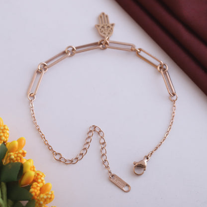 18K Rose Gold Plated Evil Eye Bracelet | Anti-Tarnish Stainless Steel Chain