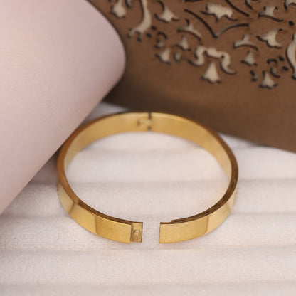 Engraved Ram Name Gold Bangle for Men | Simple Religious Bracelet